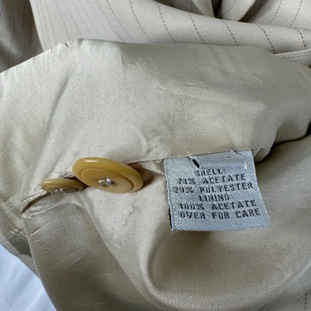 Vintage Beige Petite Sophisticate Collectibles Women's Size 6‎ Blazer Pinstripe